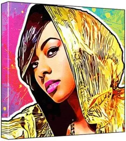 Cover of Keri Hilson - Pop Art Print (Multicolour; Paint Splat Background) 50 x 50 x 2 cm Large Square Deep Box Canvas