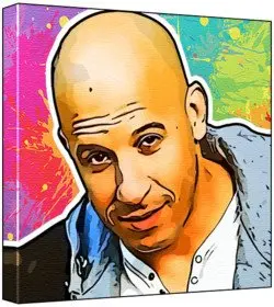 Cover of Vin Diesel - Pop Art Print (Multicolour; Paint Splat Background) 50 x 50 x 2 cm Large Square Deep Box Canvas