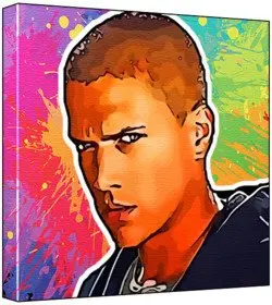 Cover of Wentworth Miller - Pop Art Print (Multicolour; Paint Splat Background) 50 x 50 x 2 cm Large Square Deep Box Canvas
