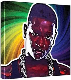 Cover of Yung Joc - Pop Art Print (Multicolour; Psychedelic Swirl Background) 50 x 50 x 2 cm Large Square Deep Box Canvas