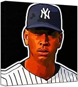 Cover of Alex Rodriguez - Pop Art Print (Multicolour; Black Background) 30 x 30 x 2 cm Medium Square Deep Box Canvas