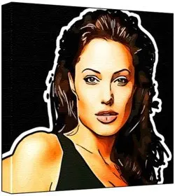Cover of Angelina Jolie - Pop Art Print (Multicolour; Black Background) 30 x 30 x 2 cm Medium Square Deep Box Canvas