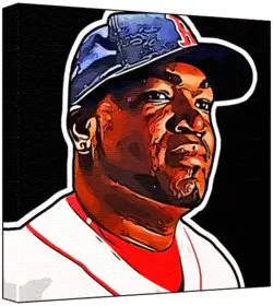 Cover of David Ortiz - Pop Art Print (Multicolour; Black Background) 30 x 30 x 2 cm Medium Square Deep Box Canvas