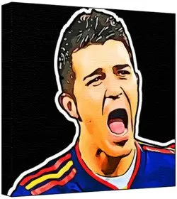 Cover of David Villa - Pop Art Print (Multicolour; Black Background) 30 x 30 x 2 cm Medium Square Deep Box Canvas