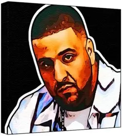 Cover of Dj Khaled - Pop Art Print (Multicolour; Black Background) 30 x 30 x 2 cm Medium Square Deep Box Canvas
