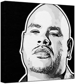 Cover of Fat Joe - Pop Art Print (Multicolour; Black Background) 30 x 30 x 2 cm Medium Square Deep Box Canvas