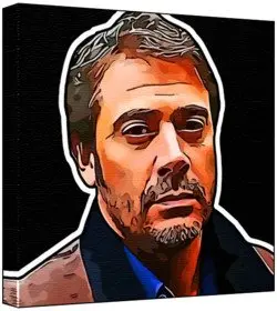 Cover of Jeffrey Dean Morgan - Pop Art Print (Multicolour; Black Background) 30 x 30 x 2 cm Medium Square Deep Box Canvas