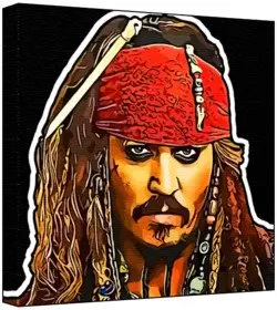 Cover of Johnny Depp - Pop Art Print (Multicolour; Black Background) 30 x 30 x 2 cm Medium Square Deep Box Canvas