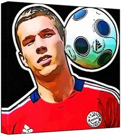 Cover of Lukas Podolski - Pop Art Print (Multicolour; Black Background) 30 x 30 x 2 cm Medium Square Deep Box Canvas
