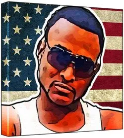Cover of Shawty Lo - Pop Art Print (Multicolour; Grungy Stars & Stripes Background) 50 x 50 x 2 cm Large Square Deep Box Canvas