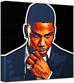 Cover of Nelly - Pop Art Print (Multicolour; Black Background) 50 x 50 x 2 cm Large Square Deep Box Canvas