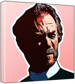 Cover of Clint Eastwood Pop Art Print (Comic Effect; Pink Background) 30 x 30 x 2 cm Medium Square Deep Box Canvas