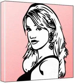 Cover of Cameron Diaz - Pop Art Print (2-Colour Black & White; Pink Background) 50 x 50 x 2 cm Large Square Deep Box Canvas