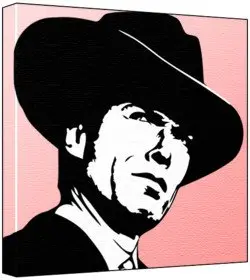 Cover of Clint Eastwood - Pop Art Print (2-Colour Black & White; Pink Background) 50 x 50 x 2 cm Large Square Deep Box Canvas