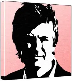 Cover of Crowded House - Pop Art Print (2-Colour Black & White; Pink Background) 50 x 50 x 2 cm Large Square Deep Box Canvas