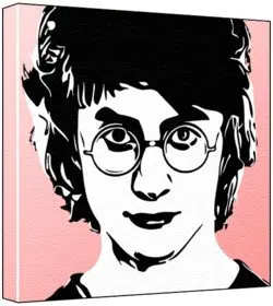Cover of Daniel Radcliffe - Pop Art Print (2-Colour Black & White; Pink Background) 50 x 50 x 2 cm Large Square Deep Box Canvas