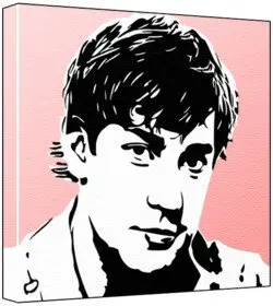 Cover of John Krasinski - Pop Art Print (2-Colour Black & White; Pink Background) 50 x 50 x 2 cm Large Square Deep Box Canvas