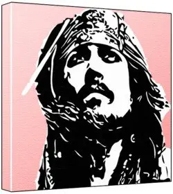 Cover of Johnny Depp - Pop Art Print (2-Colour Black & White; Pink Background) 50 x 50 x 2 cm Large Square Deep Box Canvas