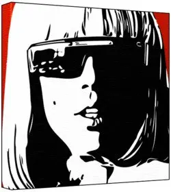 Cover of Lady Gaga - Pop Art Print (2-Colour Black & White; Red Background) 50 x 50 x 2 cm Large Square Deep Box Canvas