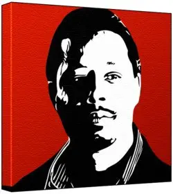 Cover of Terrence Howard - Pop Art Print (2-Colour Black & White; Red Background) 50 x 50 x 2 cm Large Square Deep Box Canvas