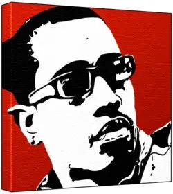 Cover of Wesley Snipes - Pop Art Print (2-Colour Black & White; Red Background) 50 x 50 x 2 cm Large Square Deep Box Canvas