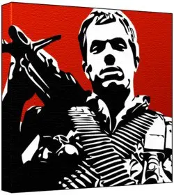 Cover of Adam Baldwin - Pop Art Print (2-Colour Black & White; Red Background) 30 x 30 x 2 cm Medium Square Deep Box Canvas