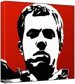 Cover of Adam Baldwin - Pop Art Print (2-Colour Black & White; Red Background) 30 x 30 x 2 cm Medium Square Deep Box Canvas