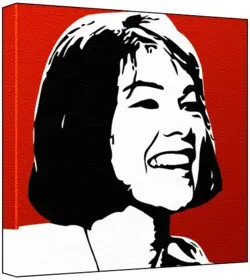 Cover of Glenda Jackson - Pop Art Print (2-Colour Black & White; Red Background) 30 x 30 x 2 cm Medium Square Deep Box Canvas