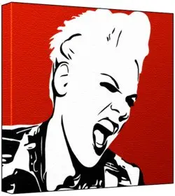 Cover of Pink - Pop Art Print (2-Colour Black & White; Red Background) 30 x 30 x 2 cm Medium Square Deep Box Canvas