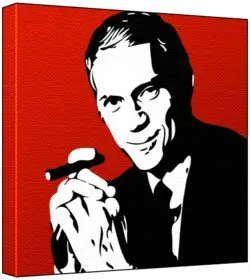 Cover of Steve Mcqueen - Pop Art Print (2-Colour Black & White; Red Background) 30 x 30 x 2 cm Medium Square Deep Box Canvas