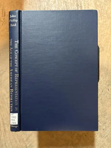 Cover of The Concept of Representation in the Age of the American Revolution