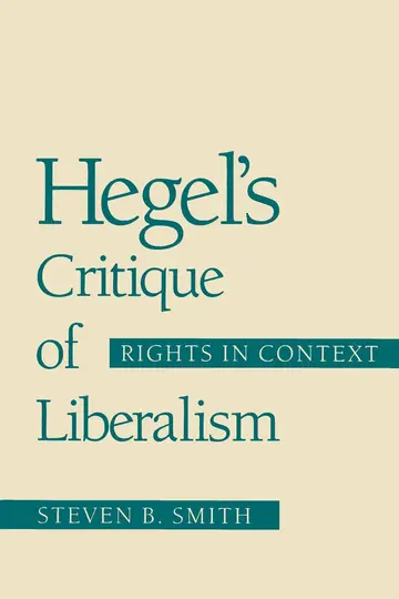 Cover of Hegel's Critique of Liberalism