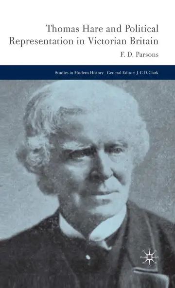 Cover of Thomas Hare and Political Representation in Victorian Britain