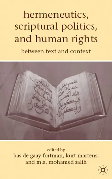 Cover of Hermeneutics, Scriptural Politics, and Human Rights