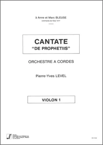 Cover of Anne Fuzeau Productions Level P.Y. - Singing of Prophetiis - Partie Separee Violon 1
