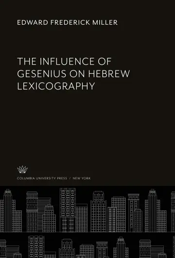 Cover of The Influence of Gesenius on Hebrew Lexicography