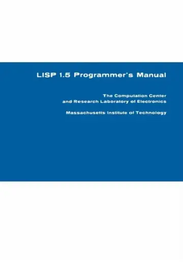 Cover of LISP 1.5 Programmer's Manual