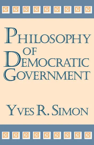 Cover of Philosophy of Democratic Government