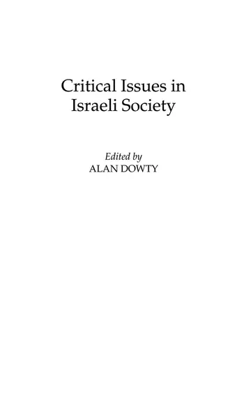 Cover of Critical Issues in Israeli Society