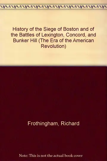 Cover of History of the Siege of Boston and of the Battles of Lexington, Concord and Bunker Hill