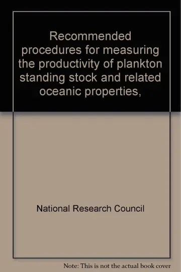Cover of Recommended procedures for measuring the productivity of plankton standing stock and related oceanic properties