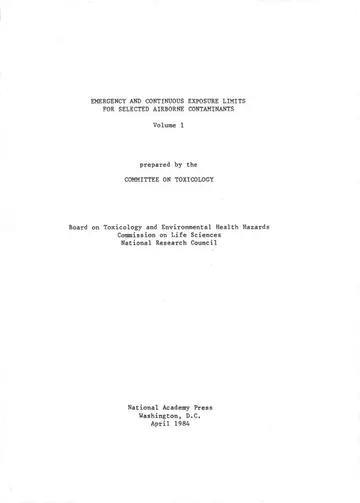 Cover of Emergency and Continuous Exposure Limits for Selected Airborne Contaminants
