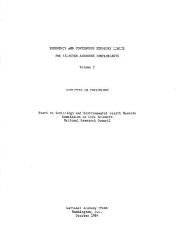 Cover of Emergency and Continuous Exposure Limits for Selected Airborne Contaminants