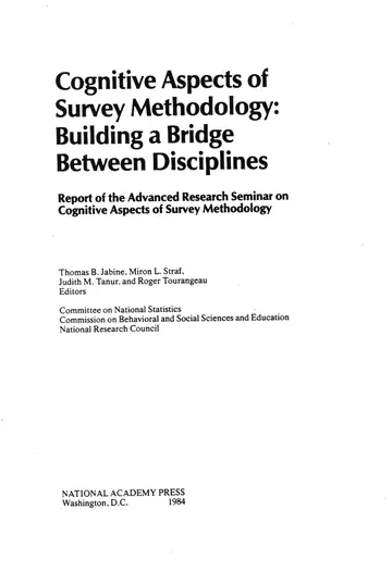 Cover of Cognitive Aspects of Survey Methodology