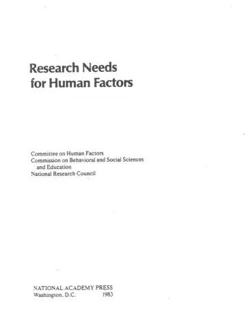 Cover of Research Needs for Human Factors