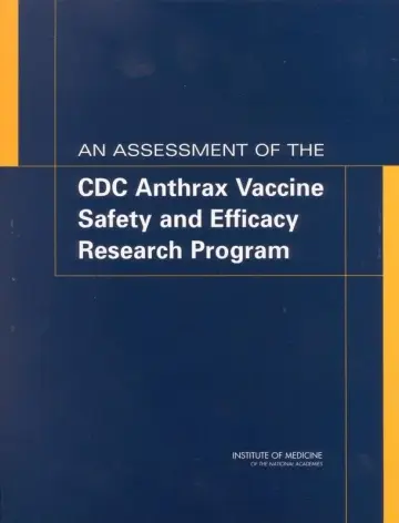 Cover of An Assessment of the CDC Anthrax Vaccine Safety and Efficacy Research Program