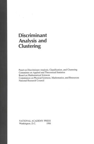 Cover of Discriminant Analysis and Clustering