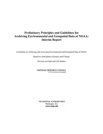 Cover of Preliminary Principles and Guidelines for Archiving Environmental and Geospatial Data at Noaa