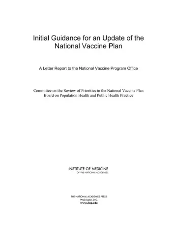 Cover of Initial Guidance for an Update of the National Vaccine Plan