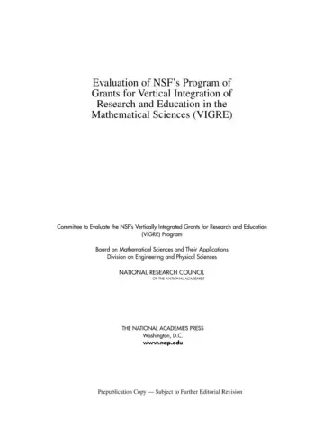 Cover of Evaluation of Nsf's Program of Grants for Vertical Integration of Research and Education in the Mathematical Sciences - Vigre